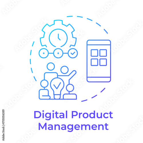 Wallpaper Mural Digital product management blue gradient concept icon. Smartphone app, teamwork organization. Round shape line illustration. Abstract idea. Graphic design. Easy to use in infographic, presentation Torontodigital.ca