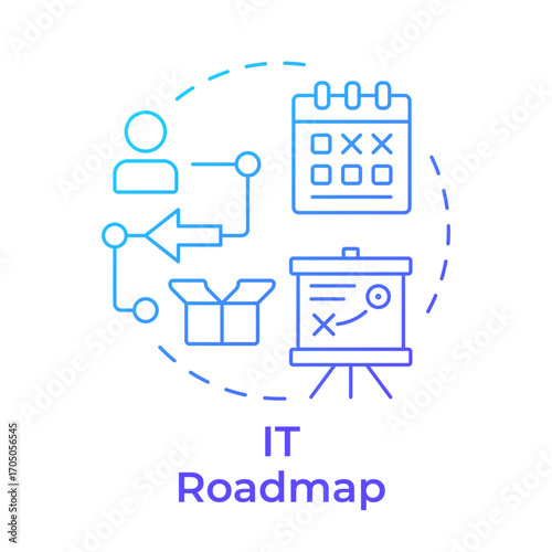 Wallpaper Mural IT roadmap blue gradient concept icon. Strategy planning, business goal. Time management. Round shape line illustration. Abstract idea. Graphic design. Easy to use in infographic, presentation Torontodigital.ca