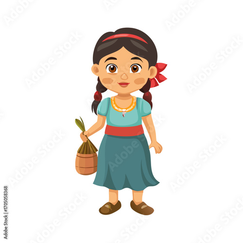 2d  village girl cartoon character ready for animation moral stories, made by adobe illustrator and ready for animate cc