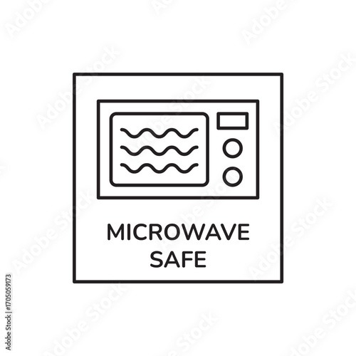 Detailed Microwave Compatibility Line Icon Graphic