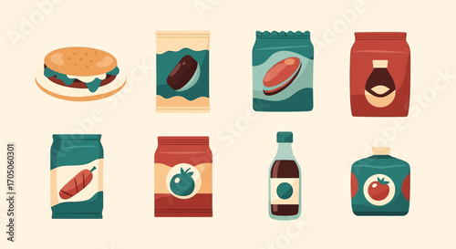 Vector Illustration of a Delicious Hamburger with Fresh Ingredients and Sauce