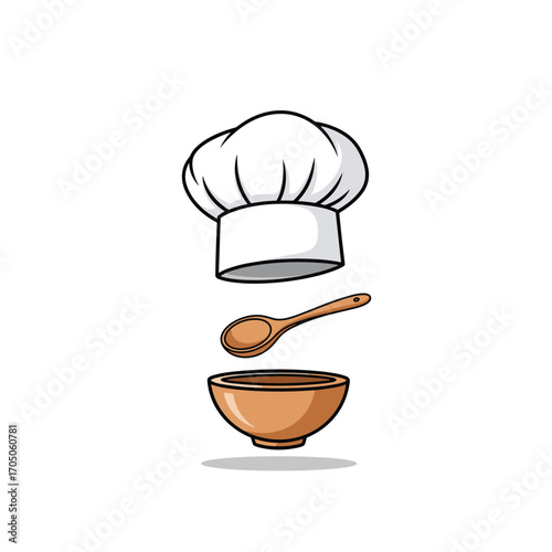Culinary art illustrated with a chef's hat spoon and bowl.