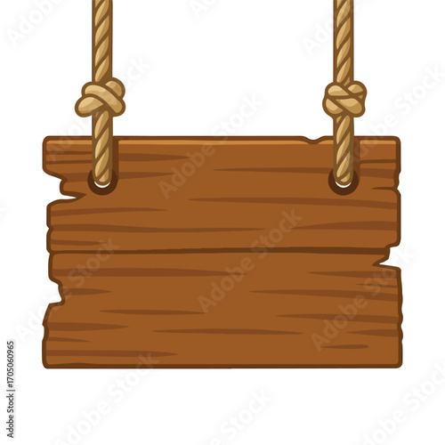 Rustic Hanging Wooden Signboard with Rope – Blank Vintage Plank for Message Display