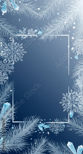 christmas background with fir branches and snow