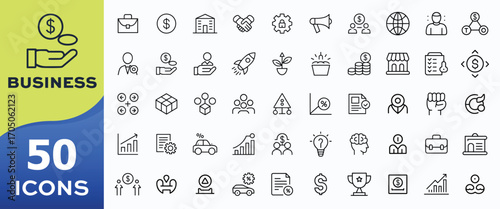 Business icons set for finance, growth and startup concepts Keywords: business, icons, set
