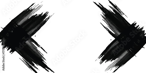 Simple White Background with Abstract Black Brush Stroke Graphic Element