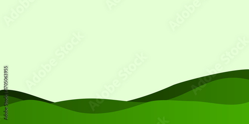 Minimal flat vector illustration of green hills landscape background