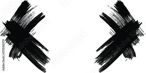 Abstract Black and White Shape on White Background Upper Right Corner