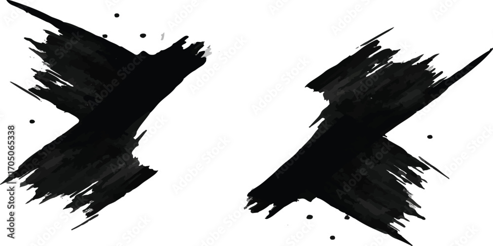 Naklejka premium Abstract black shapes on white background create a minimalist composition