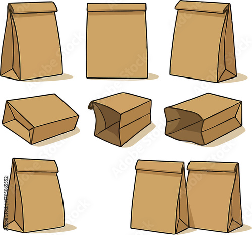 set of vector icons of packages for delivery items in different angles and shapes, for thematic designs and patterns
