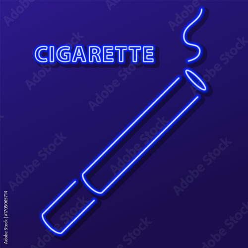 cigarette neon sign, modern glowing banner design, colorful modern design trends on black background. Vector illustration.