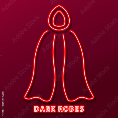 dark robes neon sign, modern glowing banner design, colorful trend of modern design on black background. Vector illustration.