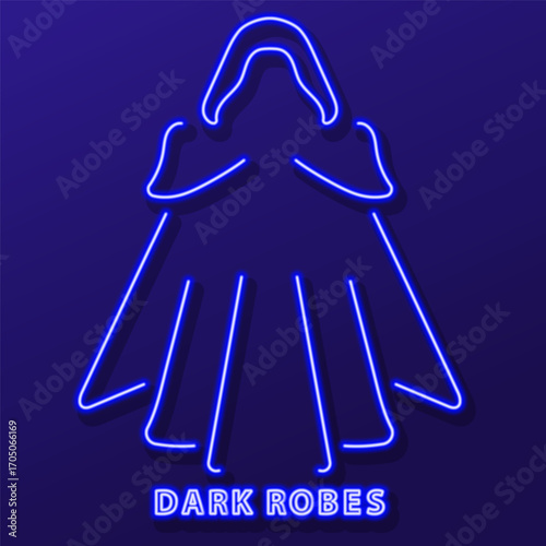 dark robes neon sign, modern glowing banner design, colorful trend of modern design on black background. Vector illustration.