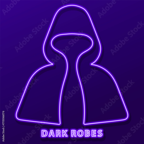 dark robes neon sign, modern glowing banner design, colorful trend of modern design on black background. Vector illustration.