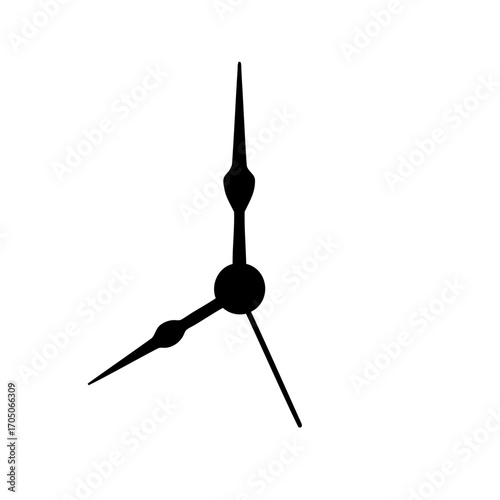 Black Clock Hands Indicating the Time on a White Background Illustration