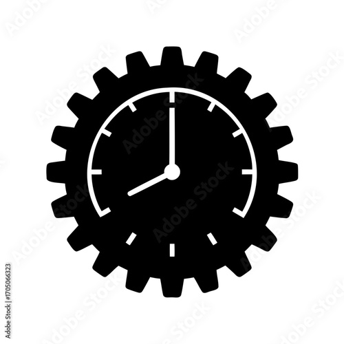 Symbol of time management, efficiency, and productivity with a gear clock design