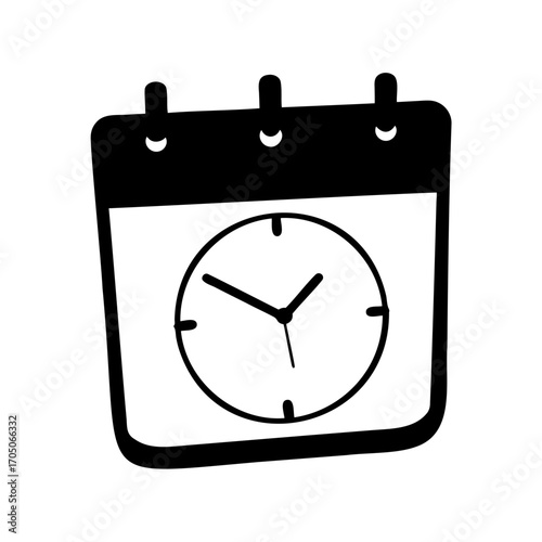 Calendar icon with a clock face displayed, reminding about time and dates