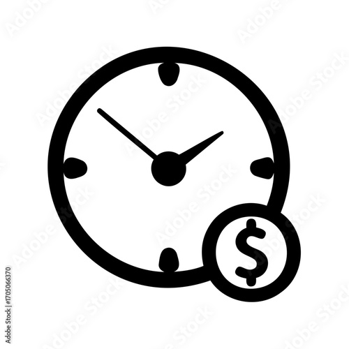 Time is money concept, clock and dollar currency symbol, illustration
