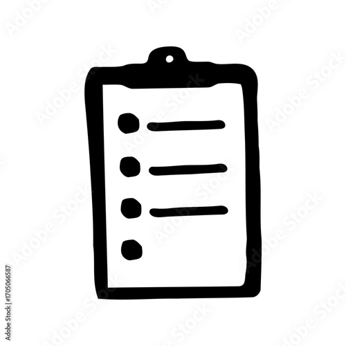 Simple black and white hand drawn to do list or shopping list