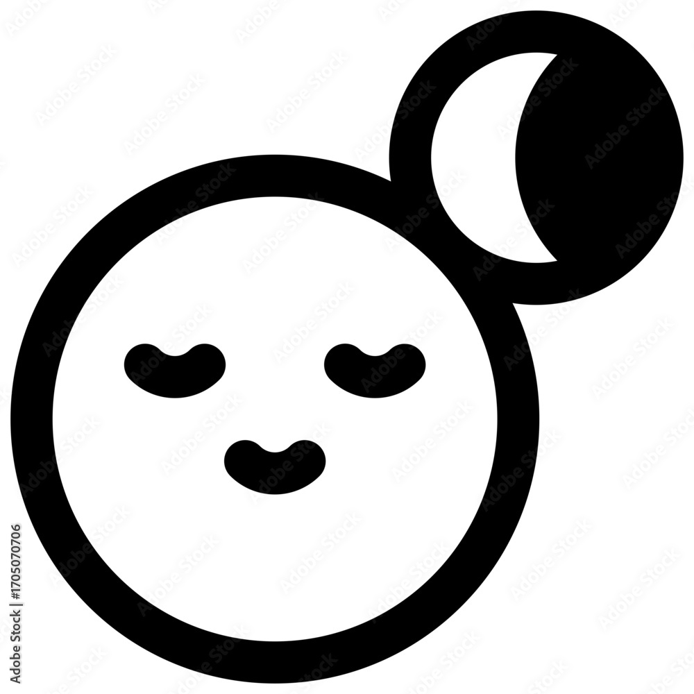 Fototapeta premium Sleep. Outlined stroke vector icon with black-filled details.