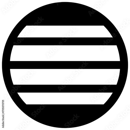 Pilates ball. Outlined stroke vector icon with black-filled details.