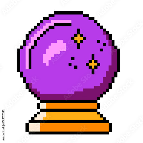 Flat Design Pixel Art Crystal Ball Illustration