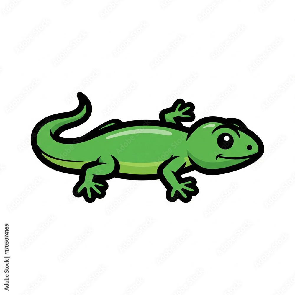 Fototapeta premium A flat vector icon of a small green lizard crawling