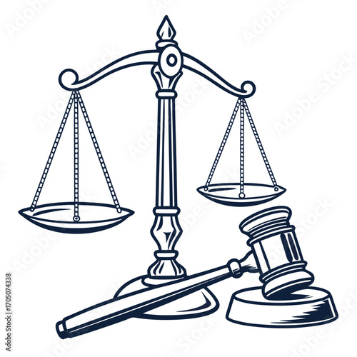 Justice in Balance: A striking image of a traditional balance scale, symbolizing impartial judgment, meticulously placed beside a wooden gavel.