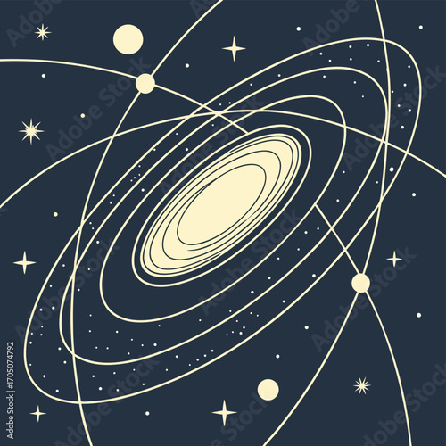 Celestial Cartography: An illustrative depiction of the universe, showcasing a cosmic design that captures the beauty and mystery of the cosmos. 