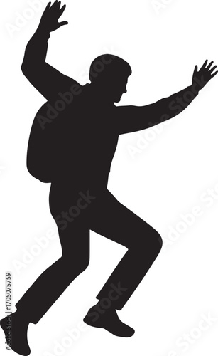 Base jumper silhouette vector, perfect for extreme sports, adventure, and adrenaline designs.
