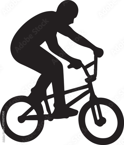 BMX rider silhouette vector, ideal for extreme sports, cycling, and action-packed designs.