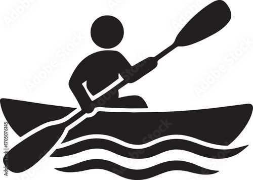 Canoe paddler silhouette vector, perfect for water sports, outdoor adventure, and nature designs.