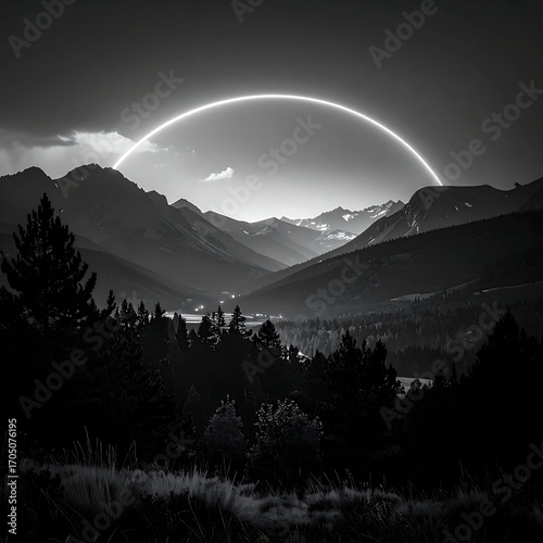 Mountain vista, ethereal glow