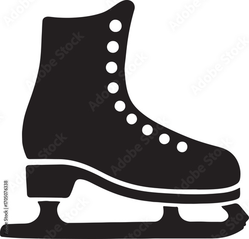 Classic ice skate boots silhouette, ideal for winter sports, figure skating, and design projects.