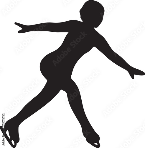 Elegant ice skater silhouette in dynamic pose, perfect for winter sports and design projects.