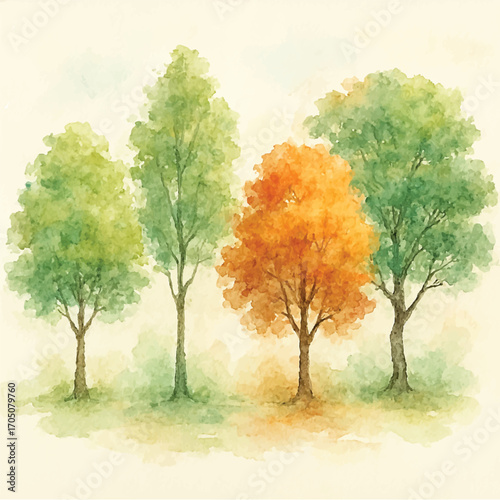 Trees water color style 
