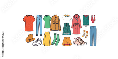 Print  Vector Illustration of Clothing and Hose – Fashion and Apparel Graphic Design