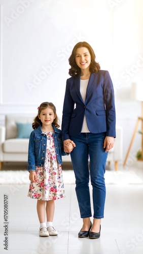 Mother and daughter posing together