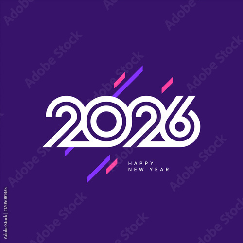 2026 typography logo design concept. 2026 number design for New Year. Sign for postcard, poster or banner. 