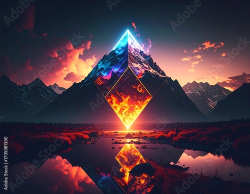 Mountain with vibrant light