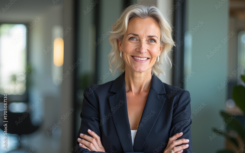 Smiling happy confident old mature professional business woman corporate leader, senior middle aged female executive, lady bank manager standing in office arms crossed looking at camera, portrait. Smiling happy confident old mature professional business woman corporate leader, senior middle aged female executive, lady bank manager standing in office arms crossed looking at camera, portrait.