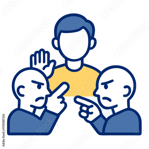 Teamwork and conflict resolution icon A symbol of people navigating disagreements and finding solutions
