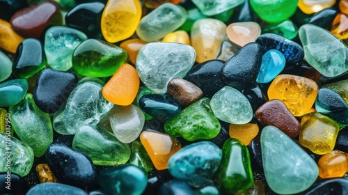 Colorful glass pebbles