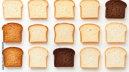 Assortment bread slices different colors