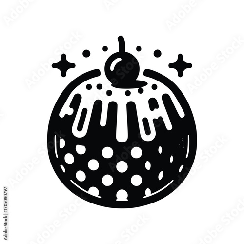 Christmas Pudding Line Art Vector – Festive Holiday Dessert Illustration