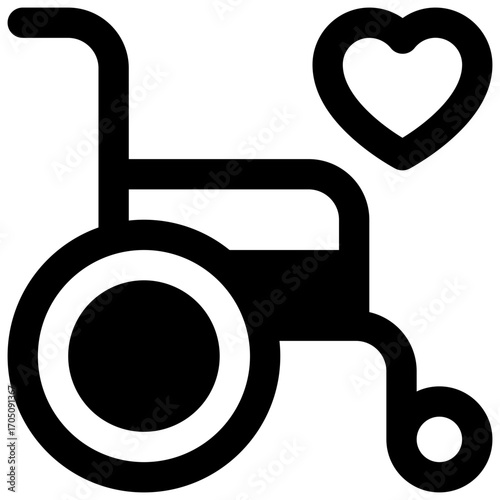 Accessibility. Outlined stroke vector icon with black-filled details.