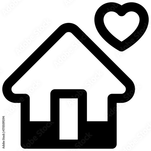 Housing rights. Outlined stroke vector icon with black-filled details.
