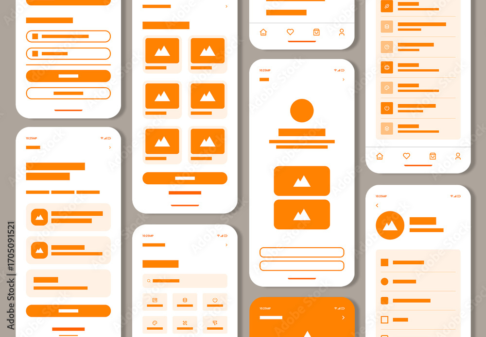 Modelo de Modern Mobile App Wireframe UI Template with Minimal Screen ...