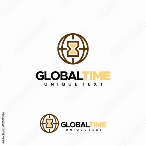 Global time logo vector design. World and timer logo designs template