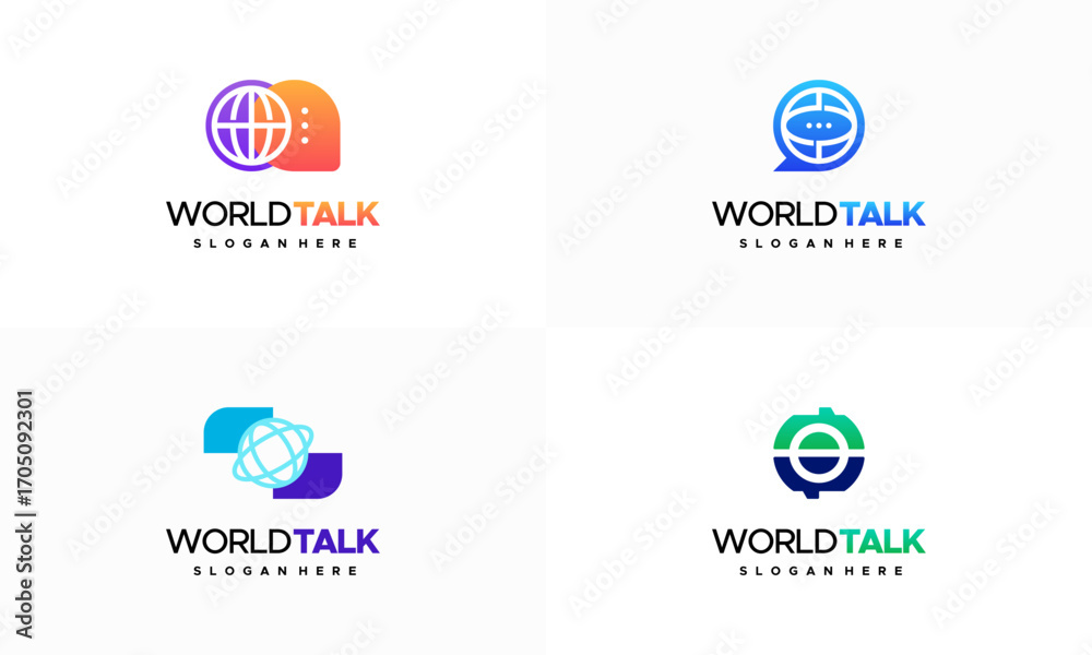 Fototapeta premium Set of World Forum logo designs concept vector, World Talk logo symbol designs, Discuss symbol